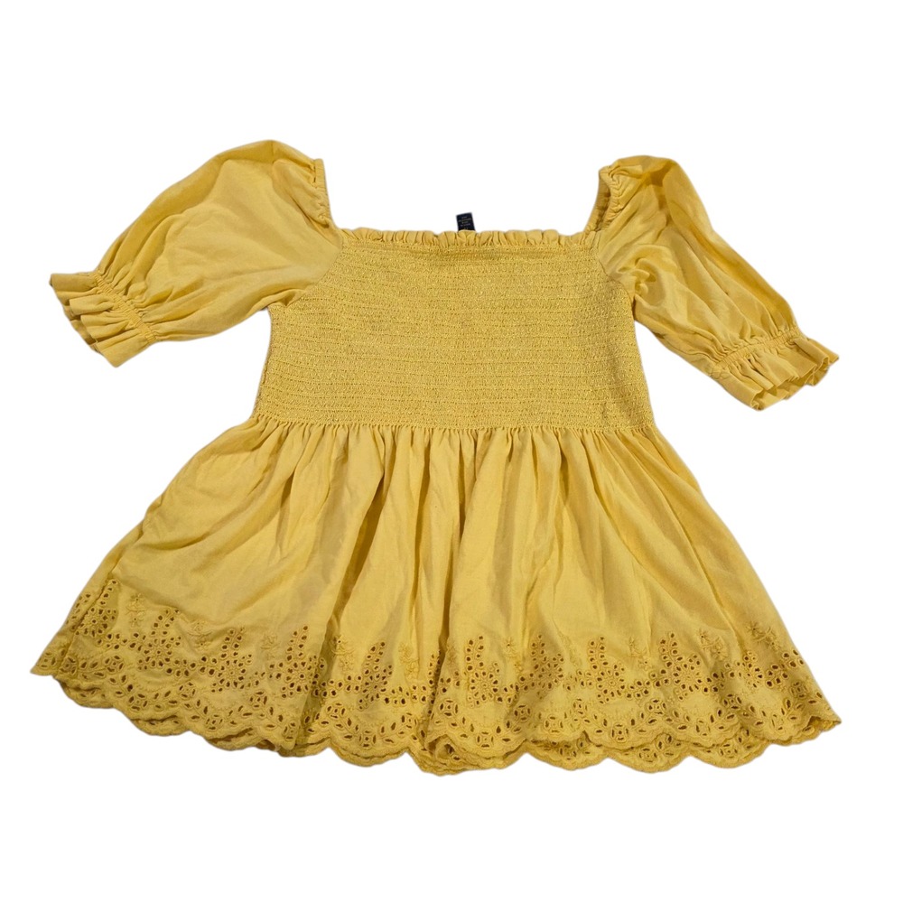 Polo Ralph‎ Lauren Midi Dress Girls Yellow XL Off Shoulder Floral Embroidered